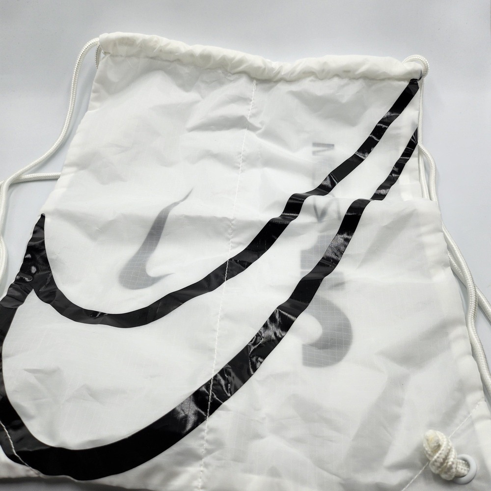 Nike Track & Field Drawstring Bag White Black Swoosh Sports Gym Sack Backpack